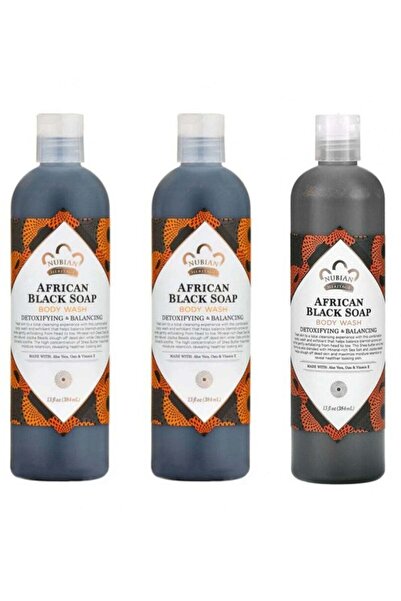 Nubian Heritage غسول الجسم بالصابون الأسود الأفريقي 3 قطع