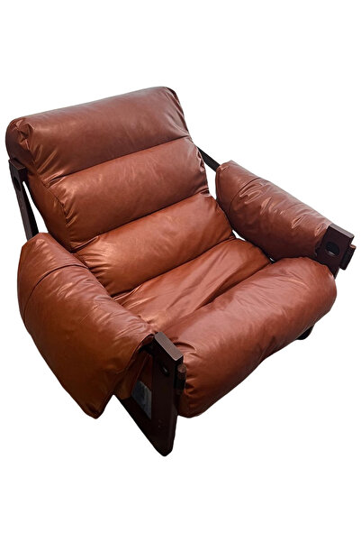 sharpdo كرسي أريكة فردي من الخشب الصلب بتصميم نورديك ريترو، أريكة جلدية مشمعة، قابلة للإزالة، سهلة التنظيف 70*70*90 سم