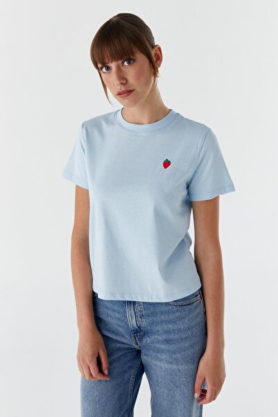 Shopping Shop Tricou cu imprimeu căpșuni ALBASTRU