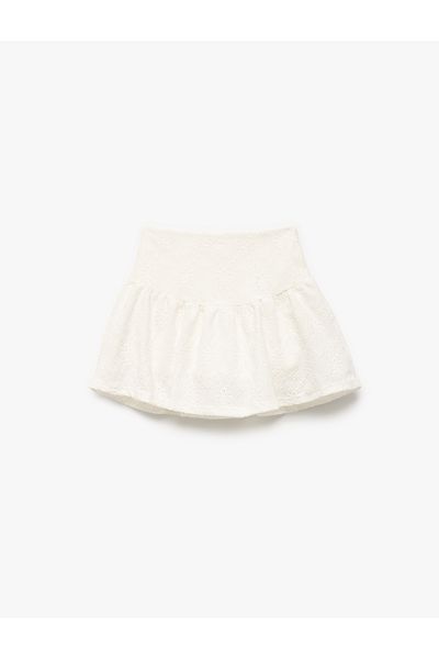 Koton New Season Flounced Brode Mini Skirt