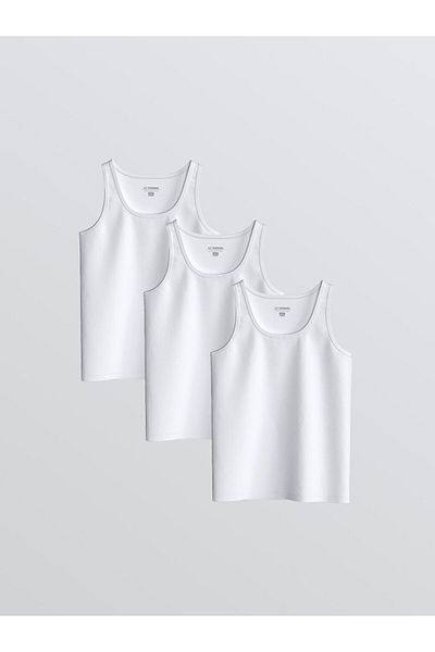 LC Waikiki White Crew Neck Boys Undershirt 3-Piece