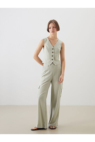 LC Waikiki XSIDE V Yaka Keten Karışımlı Kadın Klasik Yelek