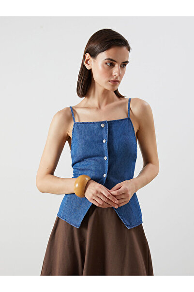 LC Waikiki Vestă de damă din denim cu guler pătrat Özmarka, sezon nou