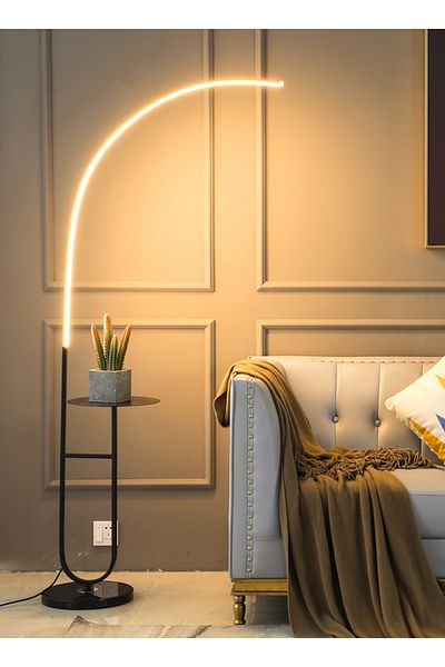 ONELİGHT LED Stepless Dimming Floor Lamp,with Black Metal Shelf (with Remote Control)
