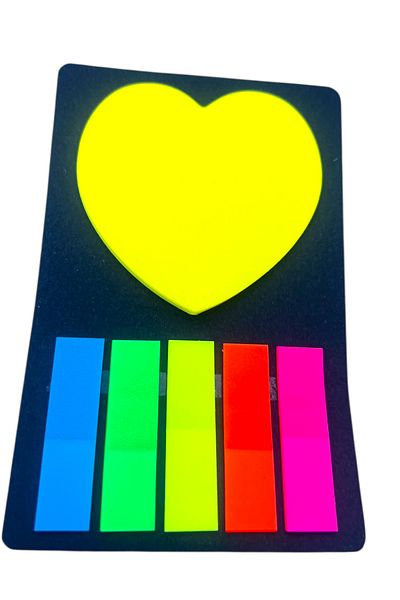 Yenigeldi Posit Neon Heart & Colorful Stripe Sticky Note Set
