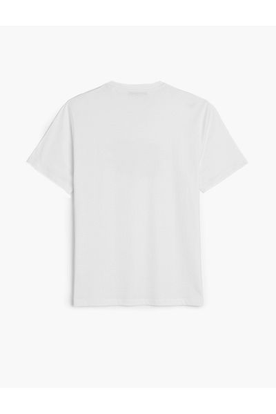 Koton Tricou cu mânecă scurtă din bumbac, cu croiala normală, cu decolteu, cu slogan imprimat