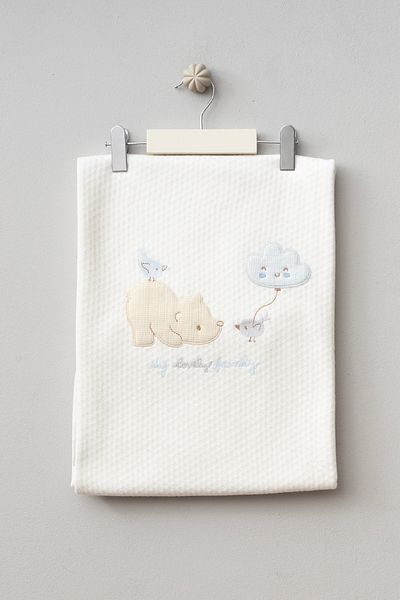 Bebitof Cute Polar Bear Patterned Cotton Double Layer 90X90 cm Quilted Baby Blanket