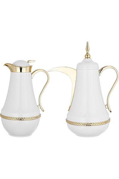 Generic طقم ترمس نوف من معرض السيف، سعة 0.7 لتر / 1 لتر، قطعتان، وعاء داخلي م...