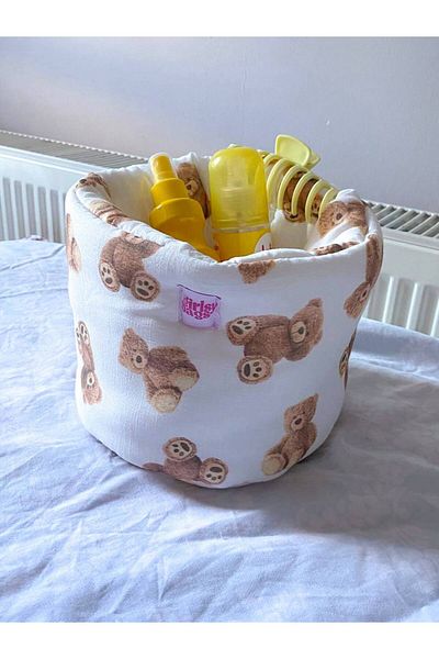 girlsybags Голям органайзер за кошница с плюшено мече, органайзер за гардероб, чанта за грим, чанта-органайзер от плат