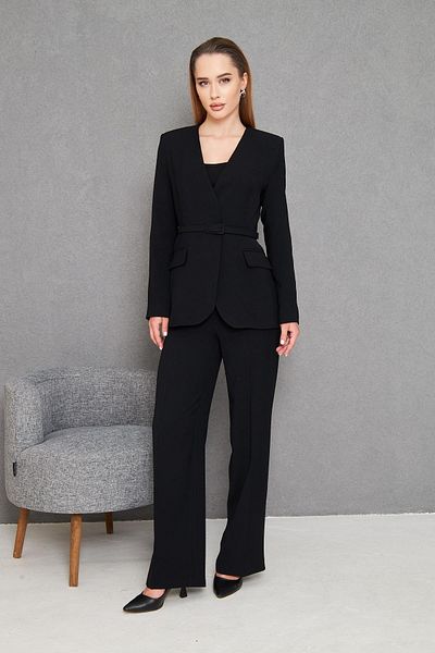LOVELF Belted V-Neck Suit Black
