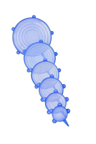 Gadget Master Set of 6 Flexible Silicone Lids for Food, BPA-Free, Blue