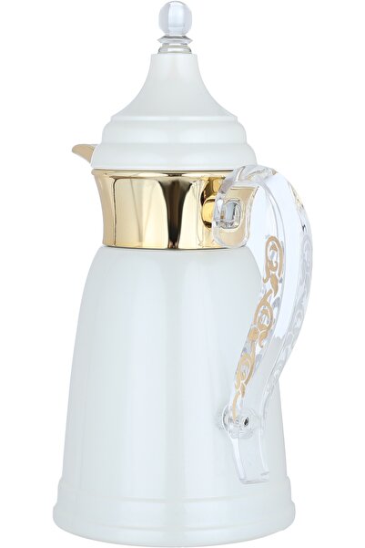 Alsaif Gallery Termos Dallah Tamim 0.35L, Transparent Handle, Pearl Gold Exterior