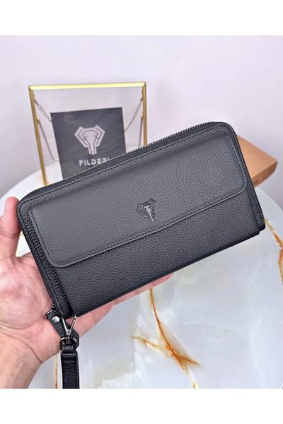 Fil Deri Genuine Leather - with Magnet and Hand Grip Tape - Zippered - Handcuff - Handbag 2100
