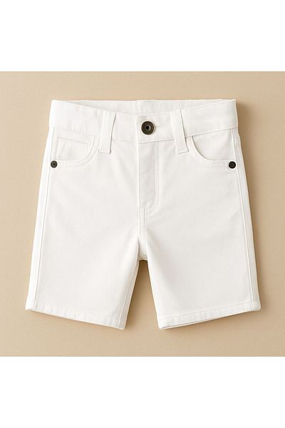 minny max White Color Kids Shorts Denim Jeans Fabric