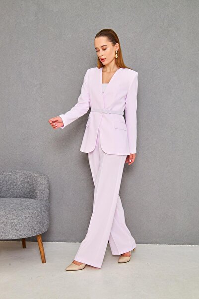 LOVELF Kemerli V Yaka Takım Pudra