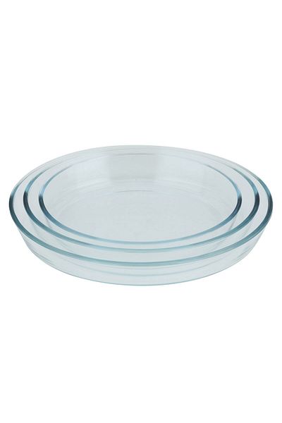 Alsaif Gallery Pyrex Glass Tray Set Al Saif Gallery, 2.4/3.2/4.0 cm, Oval, 3 Pieces - Transparent