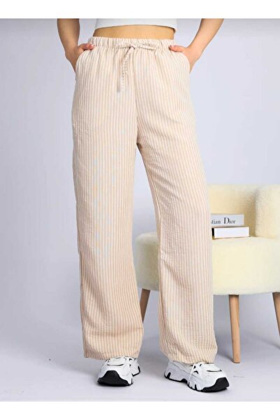 ECK MODA Ženske pantalone sa Prugasto džepovima i elastičnim strukom