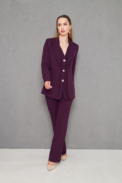 LOVELF Vest Look 3 Gold Button Suit Plum