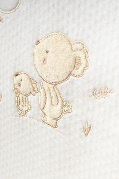Bebitof Cute Moon and Teddy Bear Patterned Cotton Double Layer 90X90 cm Quilted Baby Blanket