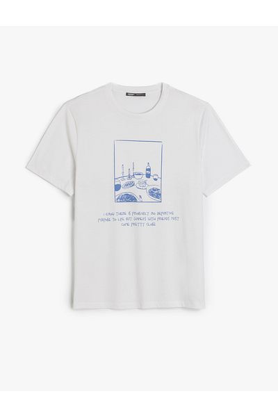 Koton Short Sleeve Cotton Regular Fit Crew Neck Printed T-Shirt