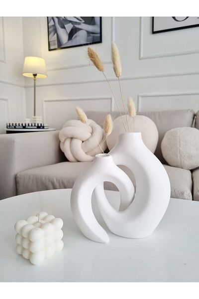 Living NEST Ceramic Vase Set, white