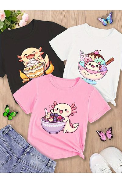 Touz Moda Μπλουζάκι 3 τεμαχίων Summer Kids Design Unisex Oversize