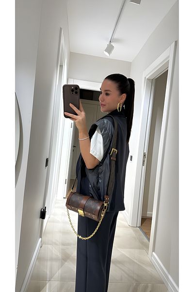 TLG GİYİM Women's Vest Pants Suit Waist Elastic Zipper Vest Stylish Bottom-Top Suit