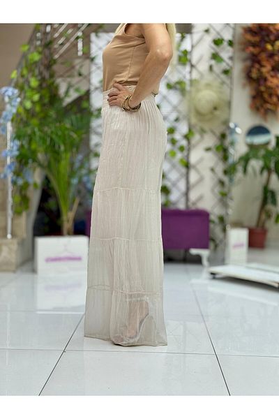 Punta Otantik Nc5391 Italian Silk Baggy Trousers Cream