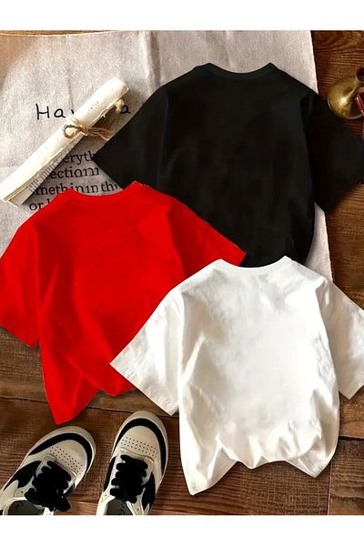 Touz Moda Μπλουζάκι 3 τεμαχίων CryBaby Kids Design Unisex Oversize
