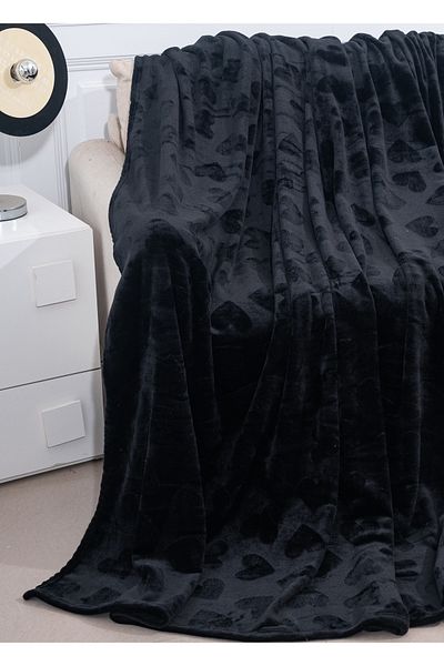 CHIRASO Cocolino CHIRASO Blanket 200x230, Heart Pattern, Soft, Colorful, for Double Bed, black