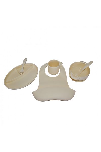 OEM Set de hrănire pentru bebeluși din silicon, crem