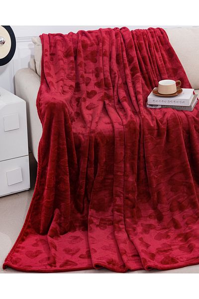 CHIRASO Cocolino CHIRASO Blanket 200x230, Heart Pattern, Soft, Colorful, for Double Bed, red
