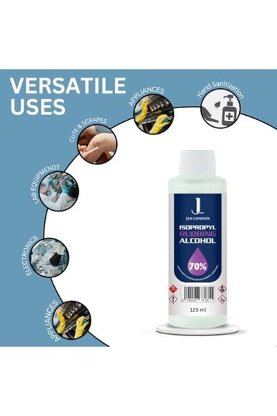JAN LONDON Isopropyl Rubbing Alcohol 70% 125ml | Antiseptic & Cleaner for Wounds, Surfaces & Electronics