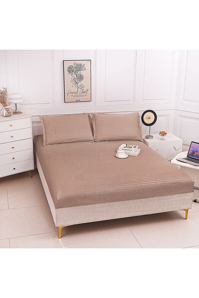 CHIRASO CHIRASO Bed Cover Set, Thin Damask, 180x200+30 cm and 2 Pillowcases 52x75 cm, light brown