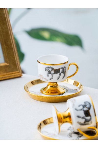ACAR Luxury Cup Set with Horse Feet for 6 People
