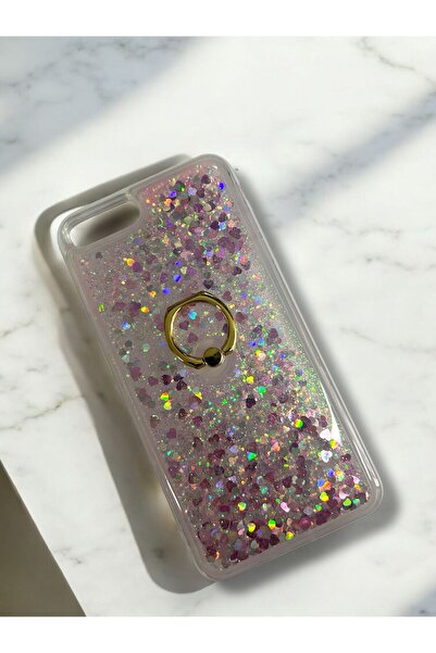 Merwish Apple ıPhone 7 Plus ve 8 Plus Uyumlu Sulu Simli Yüzüklü Standlı Parla...