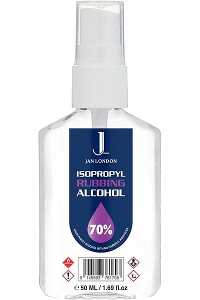 JAN LONDON Isopropyl Rubbing Alcohol 70% 50ml Spray | Antiseptic & Surface Cleaner, Quick-Drying & Residue-Free