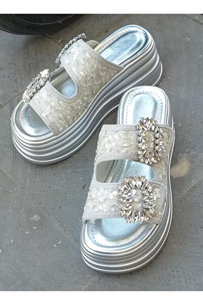 Guja 25Y405-2 Women's High Sole Stone Double Tape Velcro Adjustable Slippers