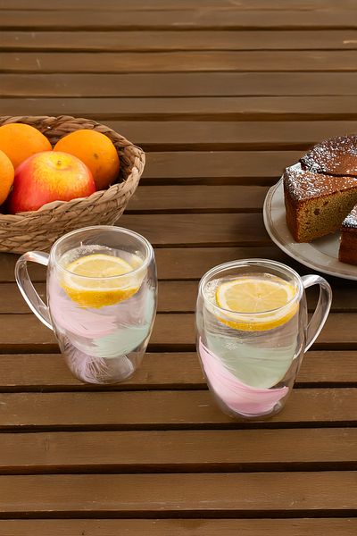 Perotti 16796 Double Feather Double Wall Mug 2 Pieces 350 ml