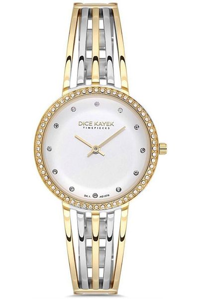 Dice Kayek Dk.1.Ag1379.02 Stone Design Steel Cord Steel Case 5 Atm Water Resistant Metallic-Gold R