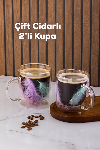 Perotti 16792 Double Feather Double Wall Mug 2 Pieces 300 ml
