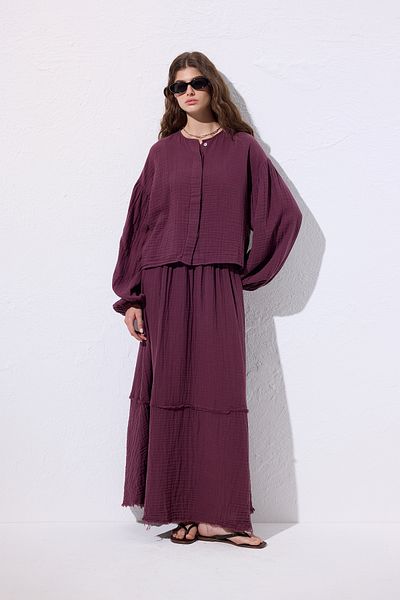 Manuka Muslin Fold Wide Skirt Murdum