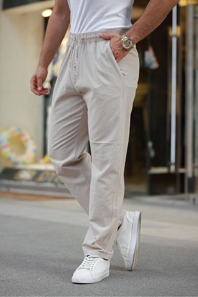 laqa Men's Raw Linen Baggy