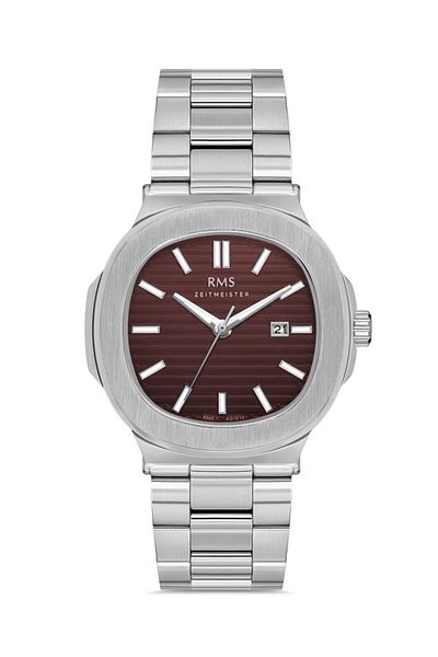 RMS Zeitmeister Rms.1.Ag1614.07 Crystal Glass Steel Cord Steel Case 5 Atm Water Resistant Metallic Ren