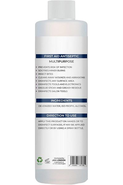 JAN LONDON Isopropyl Rubbing Alcohol 70% 250ml | Antiseptic & Cleaner for Wounds, Surfaces & Electronics