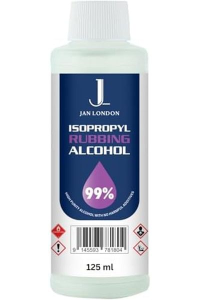 JAN LONDON Isopropyl Rubbing Alcohol 99.9% 125ml | High-Purity Multipurpose Cleaner for Home, First-Aid & More