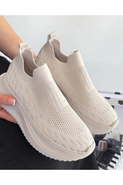 Kuum London K112707 Pantofi sport confortabili, 36/40 Stone, fără șireturi, cu talpă înaltă