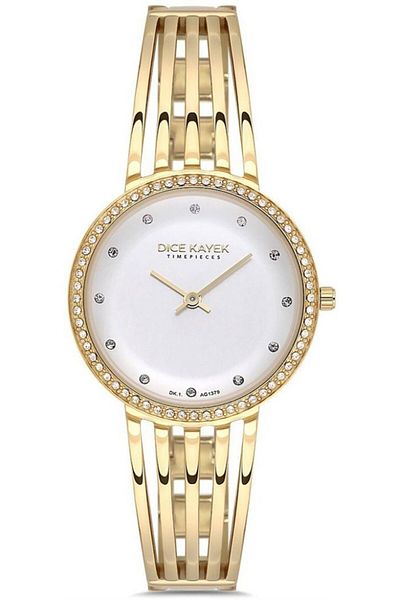 Dice Kayek Dk.1.Ag1379.01 Stone Design Steel Cord Steel Case 5 Atm Water Resistant Gold Color Women