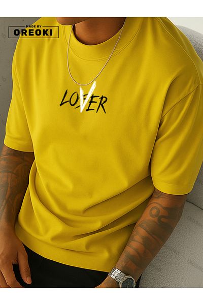 EFFRENATU Not a Lost Lover Printed Cotton Fabric Men's Yellow T-Shirt