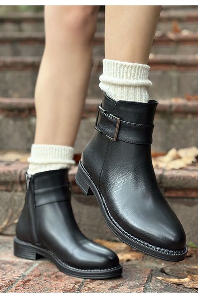 KAZAX Dawin Black Leather Heeled Boots